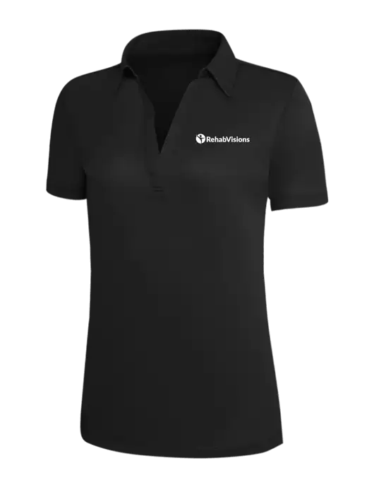 Black Silk Touch Womens Performance Polo w/RehabVisions POST Logo