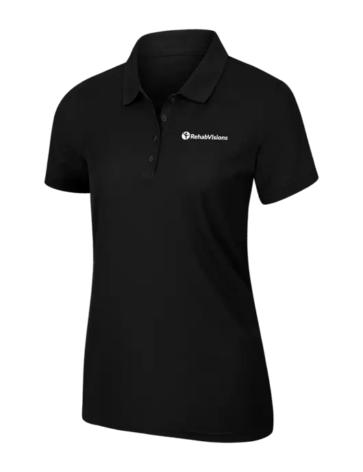 Womens Black Core Classic Pique Polo w/RehabVisions POST Logo