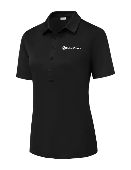 Black Womens Posi-UV Pro Polo w/RehabVisions POST Logo