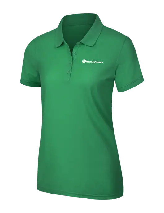 Kelly Green Womens Core Classic Pique Polo w/RehabVisions POST Logo