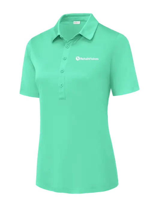 Bright Seafoam Womens Posi-UV Pro Polo w/RehabVisions POST Logo
