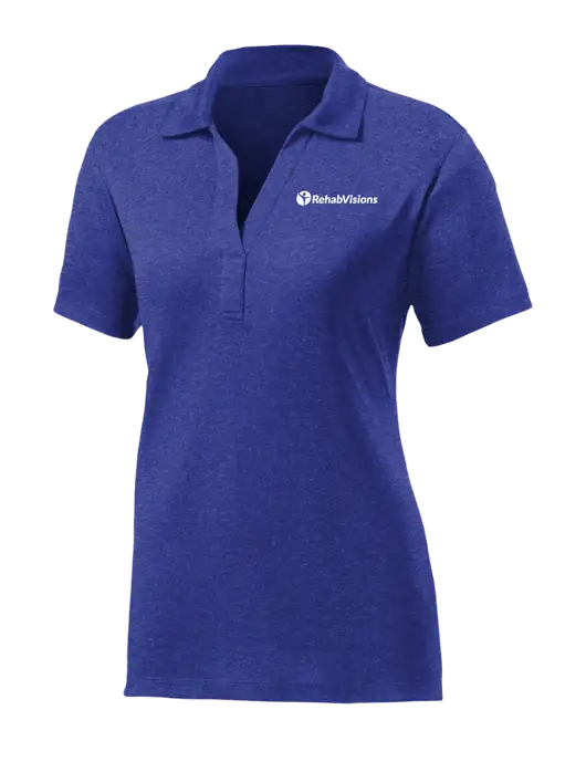 Womens Dark Royal Heather Contender Polo w/RehabVisions POST Logo