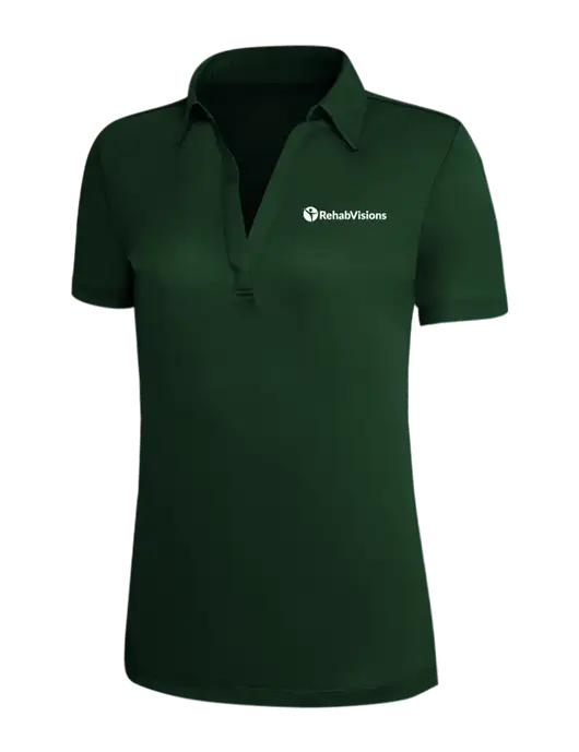 Dark Green Silk Touch Womens Performance Polo w/RehabVisions POST Logo