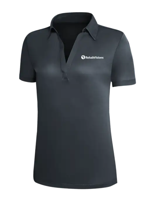 Dark Grey Silk Touch Womens Performance Polo w/RehabVisions POST Logo