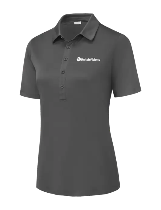 Dark Smoke Grey Womens Posi-UV Pro Polo w/RehabVisions POST Logo