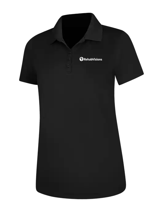 Black Womens Dry Zone UV Mesh Polo w/RehabVisions POST Logo