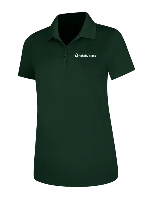 Dark Green Womens Dry Zone UV Mesh Polo w/RehabVisions POST Logo