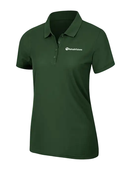Dark Green Womens Core Classic Pique Polo w/RehabVisions POST Logo