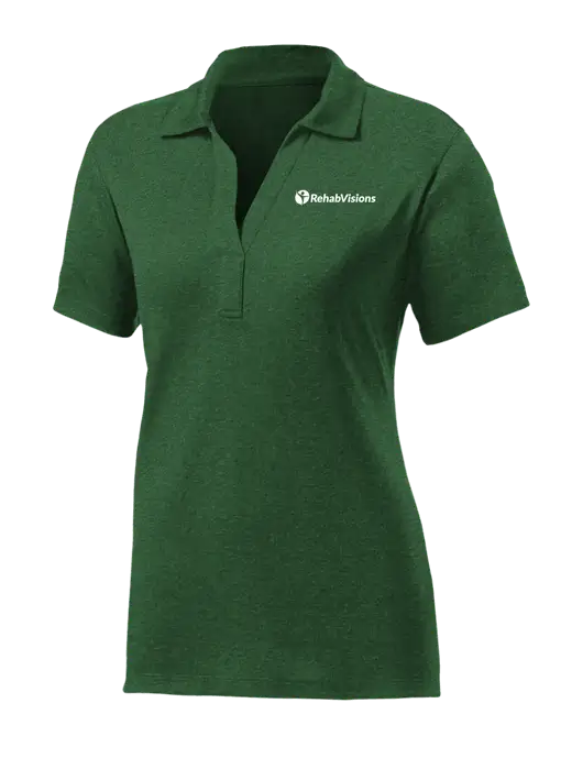 Womens Dark Green Heather Contender Polo w/RehabVisions POST Logo