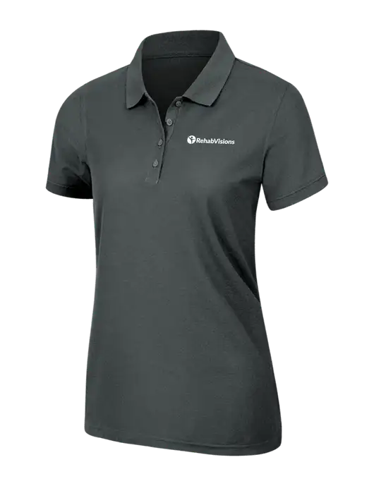 Dark Grey Womens Core Classic Pique Polo w/RehabVisions POST Logo