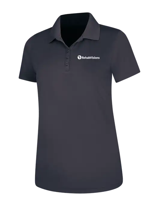 Dark Grey Womens Dry Zone UV Mesh Polo w/RehabVisions POST Logo