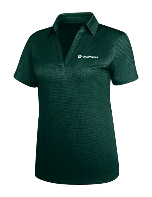 Dark Green Womens Performance Fine Jacquard Polo w/RehabVisions POST Logo