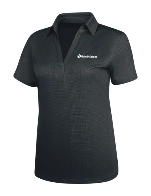 Dark Grey Womens Performance Fine Jacquard Polo w/RehabVisions POST Logo