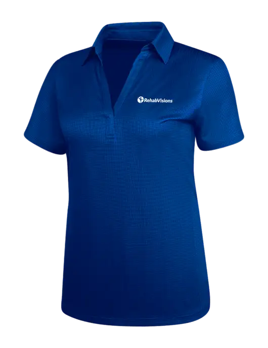 Dark Royal Blue Womens Performance Fine Jacquard Polo w/RehabVisions POST Logo