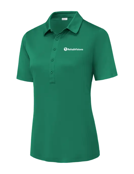 Kelly Green Womens Posi-UV Pro Polo w/RehabVisions POST Logo