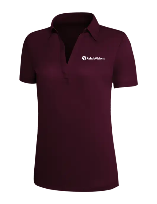 Maroon Silk Touch Womens Performance Polo w/RehabVisions POST Logo