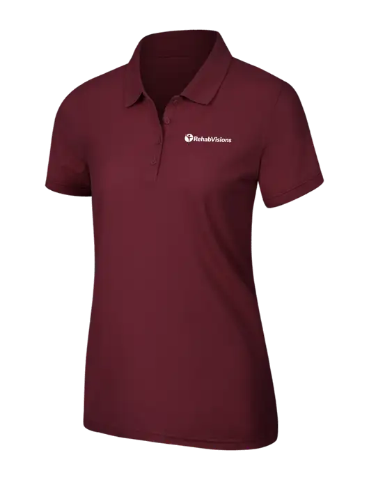 Maroon Womens Core Classic Pique Polo w/RehabVisions POST Logo