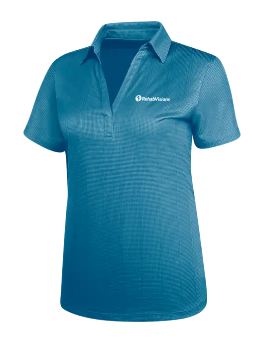 Carolina Blue Womens Performance Fine Jacquard Polo w/RehabVisions POST Logo