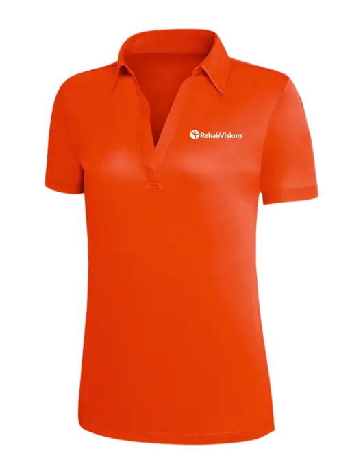 Orange Silk Touch Womens Performance Polo w/RehabVisions POST Logo