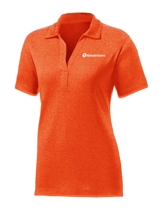Womens Orange Heather Contender Polo w/RehabVisions POST Logo