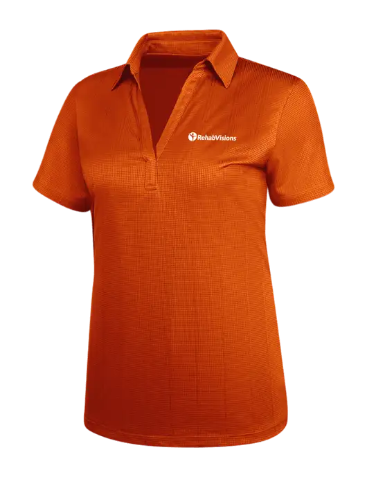 Orange Womens Performance Fine Jacquard Polo w/RehabVisions POST Logo