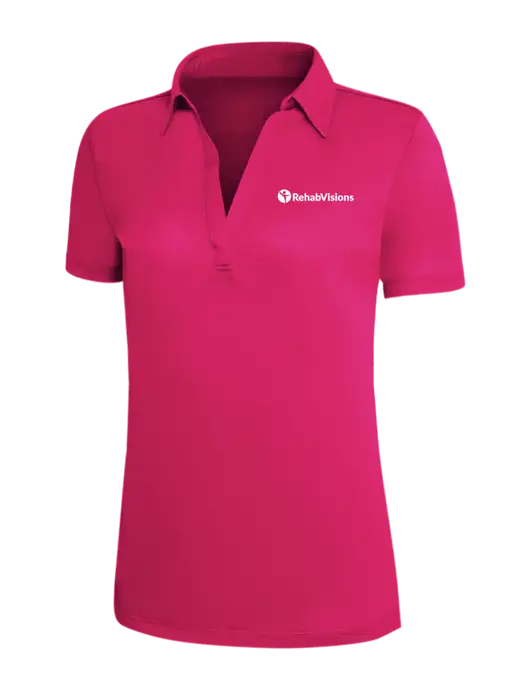 Pink Raspberry Silk Touch Womens Performance Polo w/RehabVisions POST Logo