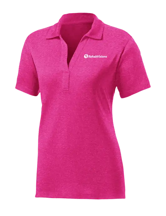 Womens Pink Raspberry Heather Contender Polo w/RehabVisions POST Logo