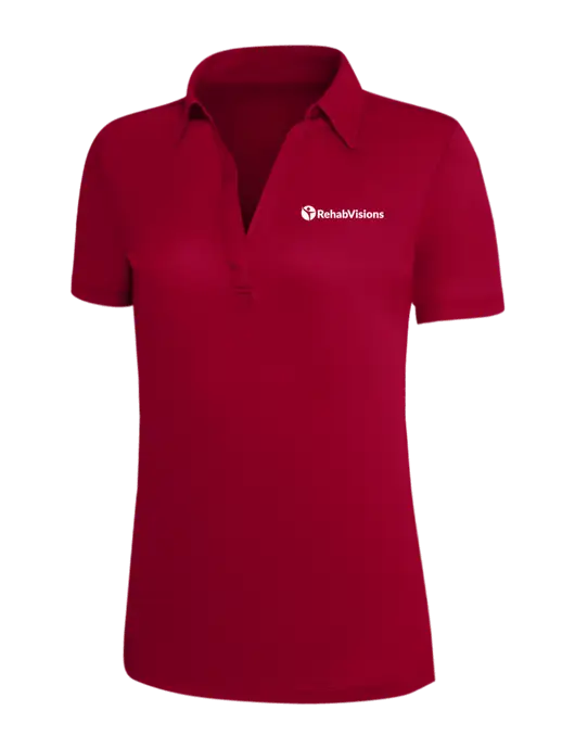 Red Silk Touch Womens Performance Polo w/RehabVisions POST Logo