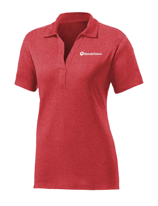 Womens Red Heather Contender Polo w/RehabVisions POST Logo