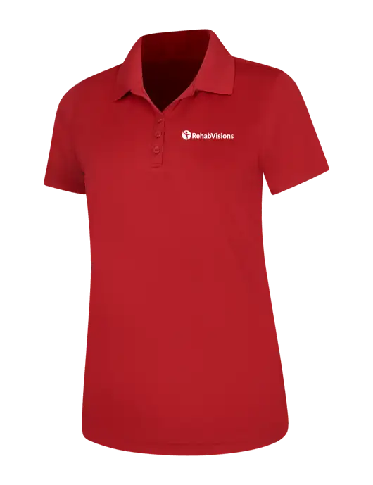 Red Womens Dry Zone UV Mesh Polo w/RehabVisions POST Logo