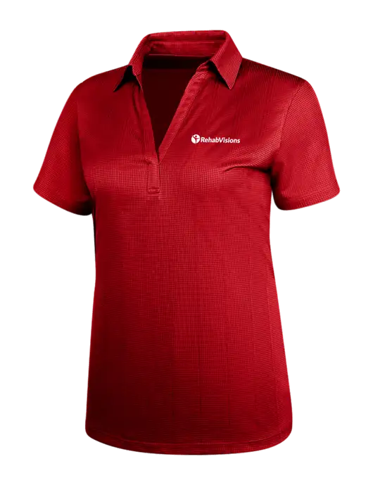 Red Womens Performance Fine Jacquard Polo w/RehabVisions POST Logo