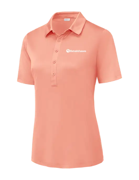 Soft Coral Womens Posi-UV Pro Polo w/RehabVisions POST Logo