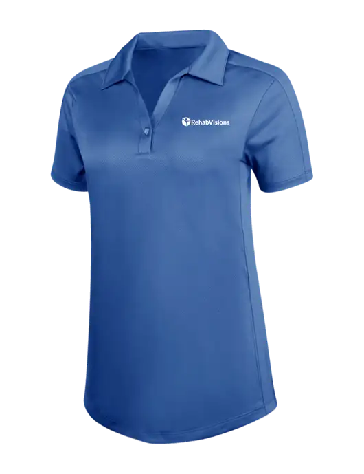Womens Dark Royal Blue Diamond Jacquard Polo w/RehabVisions POST Logo
