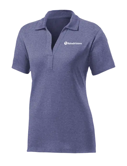Womens Navy Heather Contender Polo w/RehabVisions POST Logo