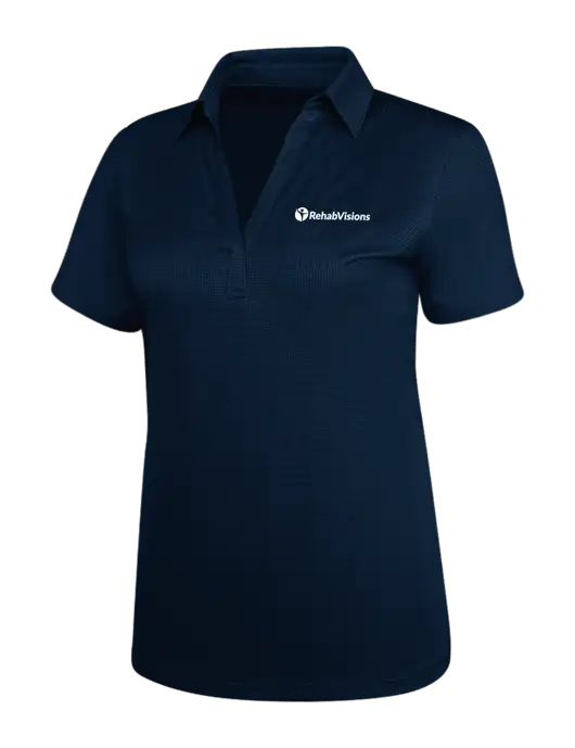 Navy Womens Performance Fine Jacquard Polo w/RehabVisions POST Logo