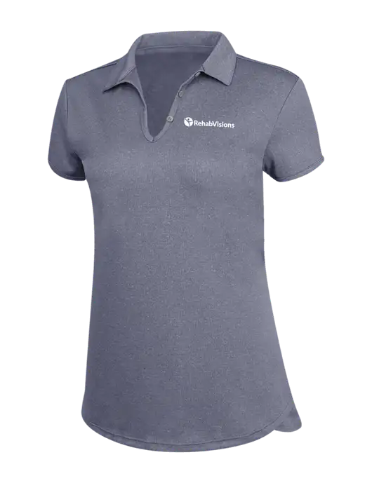 True Navy Womens Trace Heather Polo w/RehabVisions POST Logo