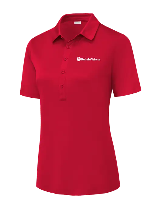 True Red Womens Posi-UV Pro Polo w/RehabVisions POST Logo