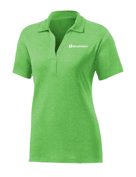 Womens Kelly Green Heather Contender Polo w/RehabVisions POST Logo