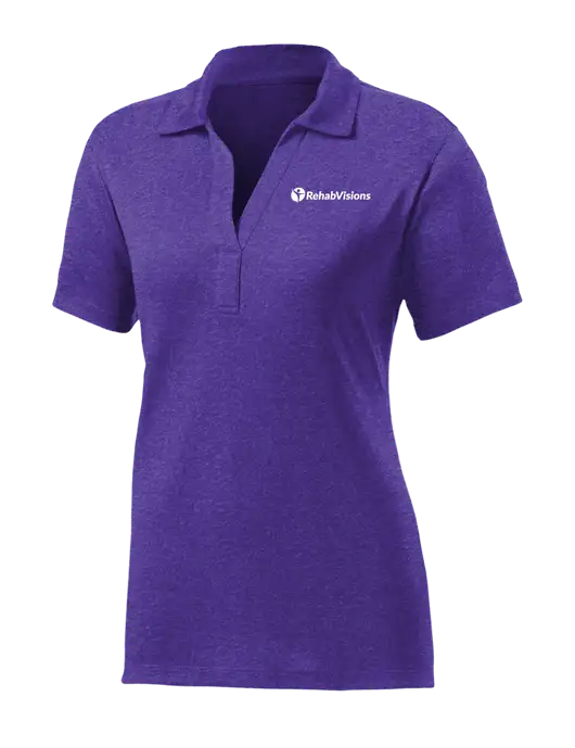 Womens Purple Heather Contender Polo w/RehabVisions POST Logo