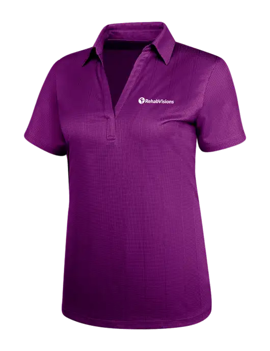 Violet Purple Womens Performance Fine Jacquard Polo w/RehabVisions POST Logo