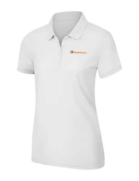 White Womens Core Classic Pique Polo w/RehabVisions POST Logo