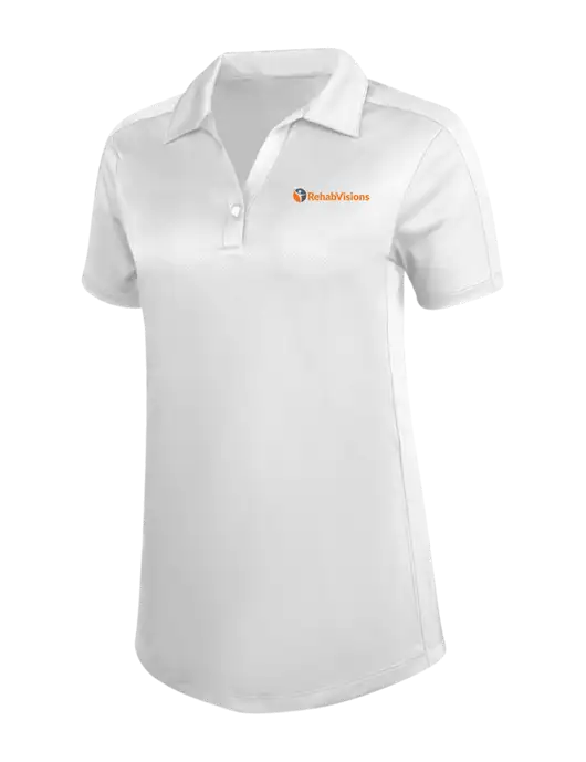 Womens White Diamond Jacquard Polo w/RehabVisions POST Logo