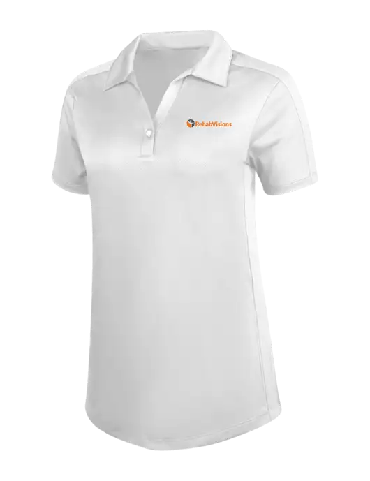Womens White Diamond Jacquard Polo w/RehabVisions POST Logo