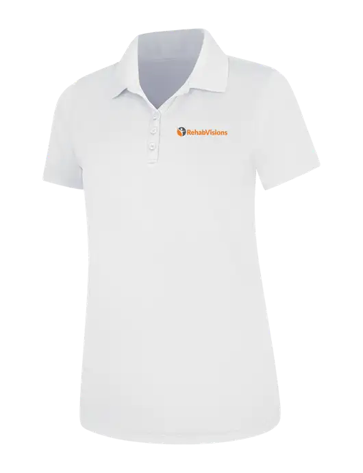 White Womens Dry Zone UV Mesh Polo w/RehabVisions POST Logo