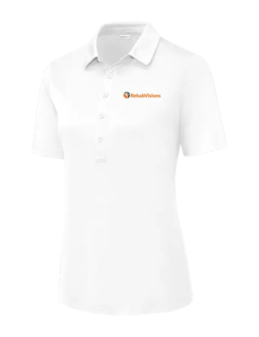 White Womens Posi-UV Pro Polo w/RehabVisions POST Logo