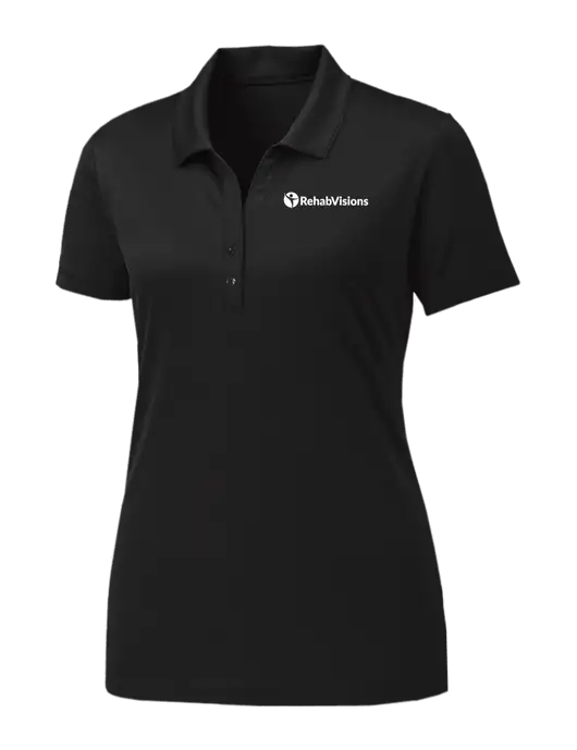Womens Black PosiCharge Competitor Polo w/RehabVisions POST Logo