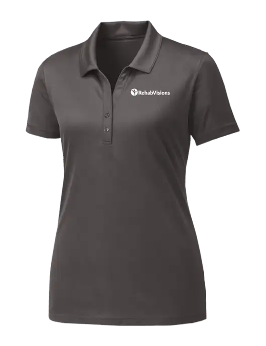 Womens Dark Grey PosiCharge Competitor Polo w/RehabVisions POST Logo