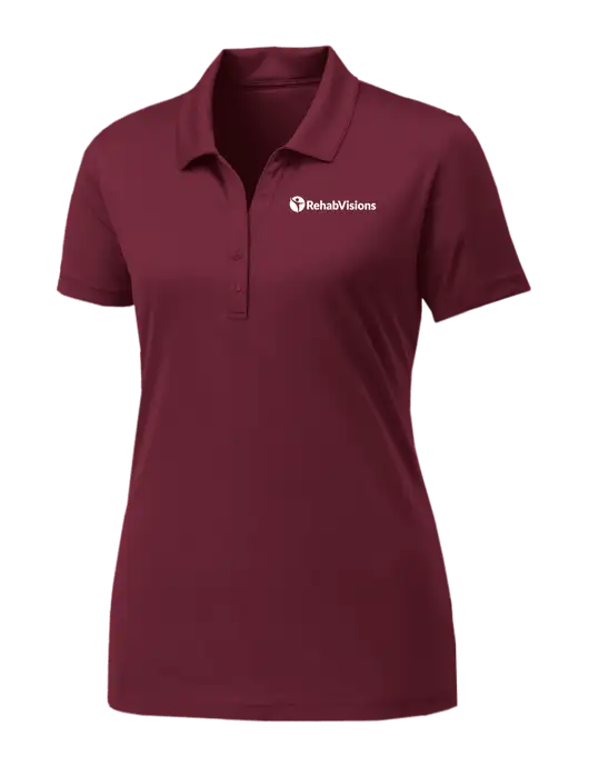 Womens Maroon PosiCharge Competitor Polo w/RehabVisions POST Logo