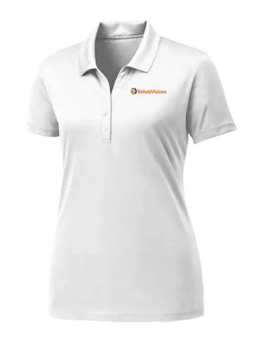 Womens White PosiCharge Competitor Polo w/RehabVisions POST Logo