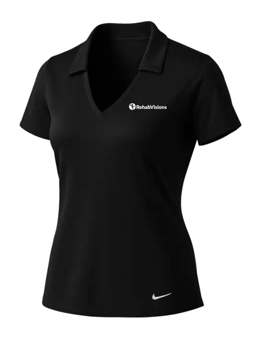 NIKE Black Womens Dri-Fit Vertical Mesh Polo w/RehabVisions POST Logo